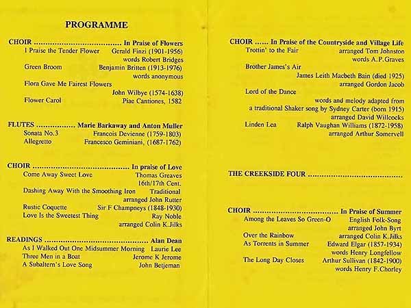 Concert Programme - Freegard Singers